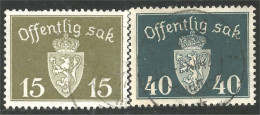 BL-67 Norway 2 Stamps Blason Armoiries Coat Arms Wappen Stemma Lion Lowe Leone - Timbres