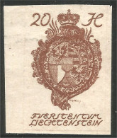 BL-52 Liechtenstein 20 H Blason Armoiries Coat Arms Wappen Stemma MH * Neuf - Briefmarken
