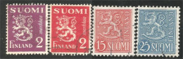 BL-40 Finlande 4 Timbres Blason Armoiries Coat Arms Wappen Stemma Lion Lowe Leone - Postzegels