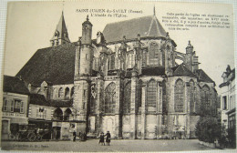CPA Années 1920 SAINT-JULIEN-DU-SAUT  Place, Église Et Diligence  Bourgogne, Sens, - Saint Julien Du Sault