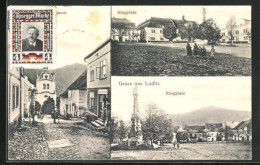 AK Luditz, Ringplatz Mit Häusern Und Pestsäule, Strassenpartie Bei Der Kirche  - Tchéquie