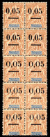 Madagascar 1902 0,05 On 30c Cinnamon Both Settings In Block Of 10 Unmounted Mint (2 With Tone Spots). - Nuovi
