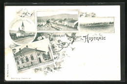 AK Hostomice, Kostel Sv. Petra A Pavla, Skola, Radnice  - Czech Republic