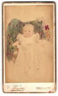 Fotografie C. Winzer, Leipzig-Gohlis, Leipziger Str. 7, Portrait Niedliches Baby Im Taufkleidchen, Gemalte Blumen  - Anonymous Persons