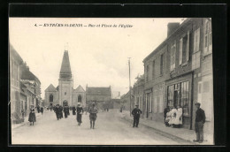 CPA Estrées-St-Denis, Rue Et Place De L'Eglise  - Other & Unclassified