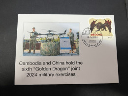 20-5-2024 (5 Z 37) China & Cambodia Sixt "Golden Dragon" Military Exercise (with Dragon Stamp) - Militaria