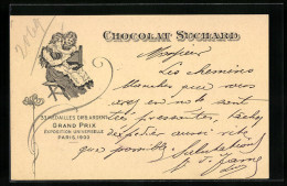AK Reklame Für Chocolat Suchard, Zwei Mädchen Naschen Schokolade, Grand Prix Paris 1900, Ganzsache  - Landbouw