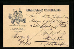AK Reklame Für Chocolat Suchard, Zwei Kinder In Harlekin-Kostümen, Grand Prix Paris 1900, Ganzsache  - Landbouw