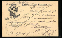 AK Reklame Für Chocolat Suchard, Zwei Mädchen Naschen Schokolade, Grand Prix Paris 1900  - Cultivation