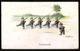 Künstler-AK Ad. Hoffmann: Soldaten Beim Parademarsch  - Hoffmann, Ad.