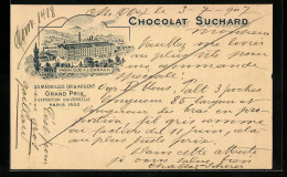 AK Lörrach, Reklame Für Chocolat Suchard, Fabrikansicht Lörrach, Paris Grand Prix 1900  - Landwirtschaftl. Anbau