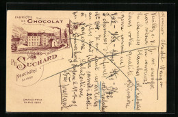 AK Bludenz, Reklame Für Chocolat Suchard, Fabrikansicht Bludenz, Grand Prix Paris 1900, Ganzsache  - Sonstige & Ohne Zuordnung