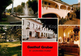 73867032 St Leonhard Forst Niederoesterreich Gasthof Gruber Park Fontaene Kirche - Autres & Non Classés