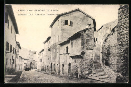 Cartolina Assisi, Via Pricipe Di Napoli, Loggia Dei Maestri Comacini  - Other & Unclassified
