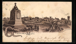 Lithographie Anciennes Metz, 1894, Sachsen Monument  - Metz