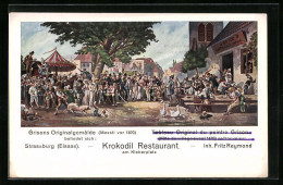 CPA Strassburg I. Els., Krokodil Restaurant Am Kleberplatz, Grisons Gemälde  - Other & Unclassified