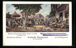 CPA Strassburg I. E., Krokodil Restaurant Am Kleberplatz, Grisons Gemälde  - Other & Unclassified