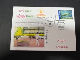 20-5-2024 (5 Z 37) Paris Olympic Games 2024 - Torch Relay (Etape 11) In Tarbes (19-5-2024) With OZ Stamp - Eté 2024 : Paris