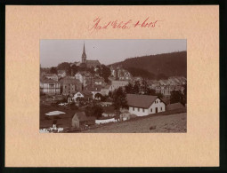 Fotografie Brück & Sohn Meissen, Ansicht Bad Elster, Blick In Die Stadt Mit Kirche Und Wohnhäusern  - Places