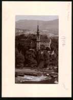 Fotografie Brück & Sohn Meissen, Ansicht Tetschen A. Elbe, Blick Auf Das Schloss Tetschen Mit Eisenbahnsschienen, Haf  - Orte