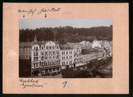 Fotografie Brück & Sohn Meissen, Ansicht Karlsbad, Egerstrasse Mit Hotels Post, Wiedersehen, Bayrischer Hof, Pferdeba  - Places