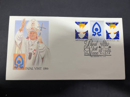 20-5-2024 (5 Z 39) Australia - Religious - Pope John Paul II Visit To Melbourne In 1986 (w. Over-printed Pair Of Stamp) - Christianity