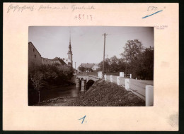 Fotografie Brück & Sohn Meissen, Ansicht Grosspostwitz, Partie An Der Spreebrücke Mit Blick Zur Kirche  - Places
