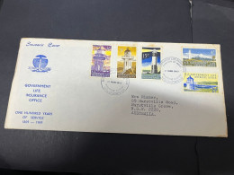 20-5-2024 (5 Z 39) New Zealand FDC - (posted To Australia) 1969 - Government Life Insurance Office (Lighthouses) - FDC