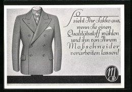 Künstler-AK Reklame Massschneider, Anzug- Und Modellstoffe  - Publicidad