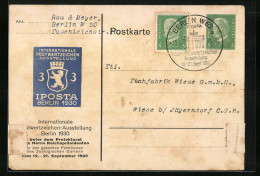 AK Berlin, Internationale Postwertzeichen Ausstellung IPOSTA 1930, Ganzsache  - Timbres (représentations)