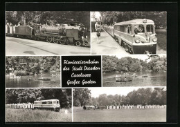 AK Dresden, Pioniereisenbahn Mit Carolasee Und Grossem Garten  - Trains
