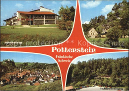 72522760 Pottenstein Oberfranken Jugendherberge Panorama Teufelshoehle Eingang S - Pottenstein