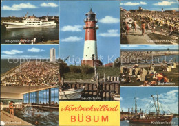 72522433 Buesum Nordseebad Strandpromenade Leuchtturm Helgolandschiff  Buesum - Büsum