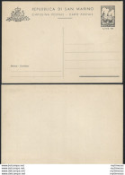 1949 San Marino Cartoline Postali Tre Penne L. 15 Nero MNH Filagrano C25 - Altri & Non Classificati