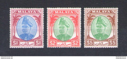 1949-55 Malaysian States - SELANGOR - Stanley Gibbons N. 108-110 - 3 Alti Valori - MNH** - Andere & Zonder Classificatie
