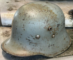 WW1 German M.18 Steel Helmet – (Mod.1918 Stahlhelm) – Afghan Used - Rare Size 66 - Headpieces, Headdresses
