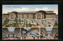 AK Leipzig, Der Hauptbahnhof, Innenansicht, Strassenbahn  - Leipzig