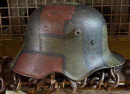 WW1 German M.18 Cutout Steel Helmet – Genuine M.1918 Stahlhelm Shell - Restored - Casques & Coiffures