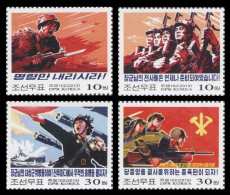 North Korea 2013 Mih. 5972/75 Propaganda Posters. Ship. Planes MNH ** - Corea Del Norte