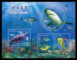 North Korea 2013 Mih. 5977/80 (Bl.862) Fauna. Marine Animals MNH ** - Korea (Nord-)