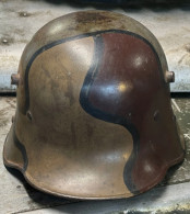 WW1 Austro Hungarian M.17 Stahlhelm (German Type Steel Helmet) – 3 Colour Camo - Headpieces, Headdresses