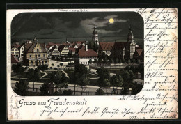Mondschein-Lithographie Freudenstadt, Postamt Und Evangelische Kirche  - Freudenstadt