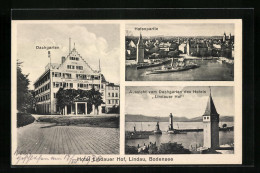 AK Lindau I. B., Hafenpartie, Hotel Lindauer Hof - Gebäudeansicht Und Ausicht Vom Dachgarten  - Lindau A. Bodensee