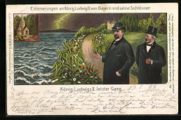 Künstler-AK König Ludwig II. Letzter Gang Mit Dr. Gudden  - Familles Royales