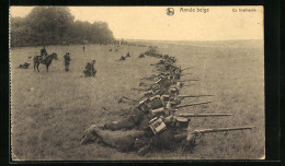 AK Armée Belge - En Tirailleurs  - Autres & Non Classés