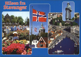 72576606 Stavanger Markt Flagge Denkmal Statue Hafen Fliegeraufnahme Stavanger - Norway
