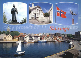 72576580 Stavanger Denkmal Statue Flagge Uferstrasse Hafen Segelboot Stavanger - Norway