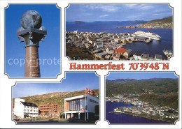 72576466 Hammerfest Meridianstein Panorama Blick Ueber Den Hafen Hammerfest - Norway