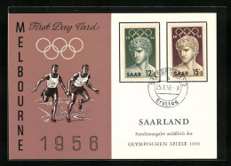 AK Melbourne, Olympische Spiele 1956, Staffelläufer, Sonderausgabe Des Saarlandes  - Otros & Sin Clasificación