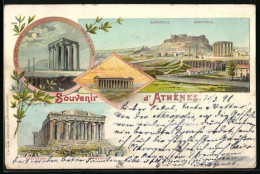 Lithographie Athènes, Temple De Jupiter, Acropole, Parthénon  - Greece